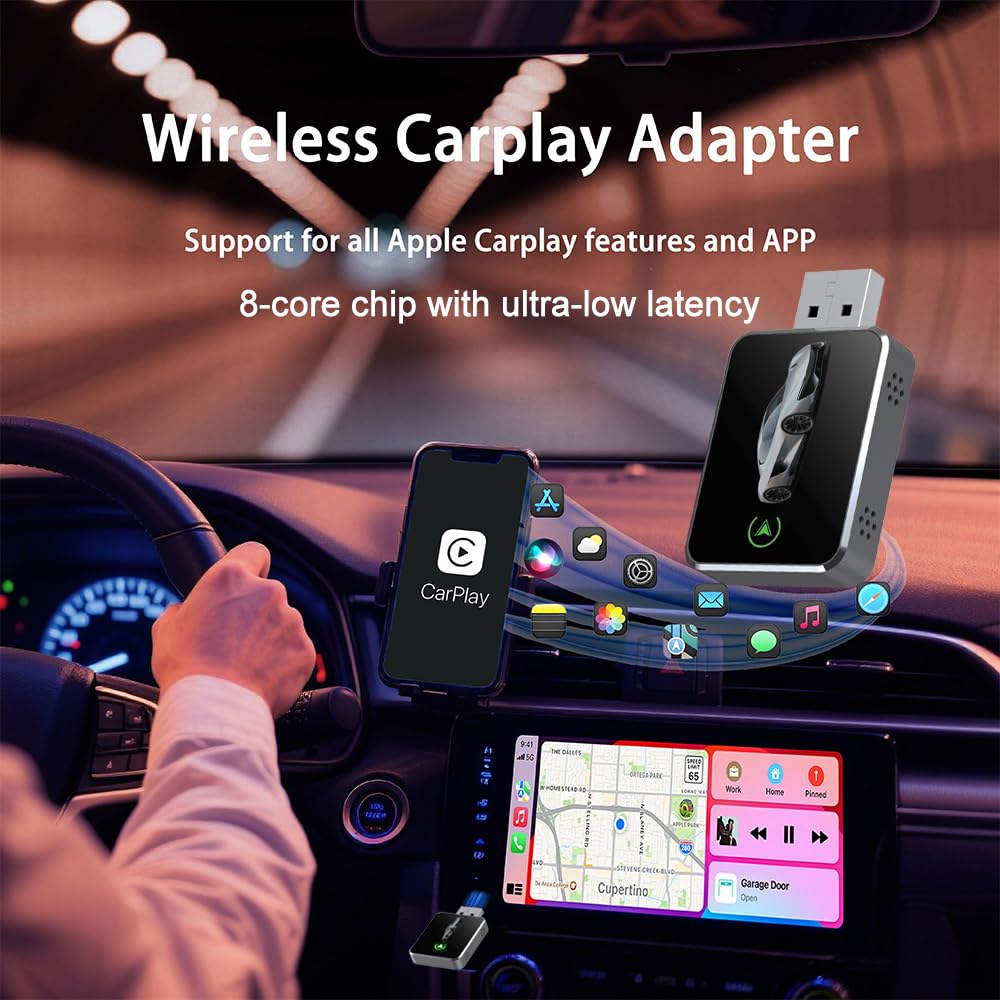 COCOING Wireless CarPlay Adapter for iPhone (2026 Upgraded) - Plug & Play USB-C/Type-C Adapter Converts Wired to Wireless CarPlay Android Auto