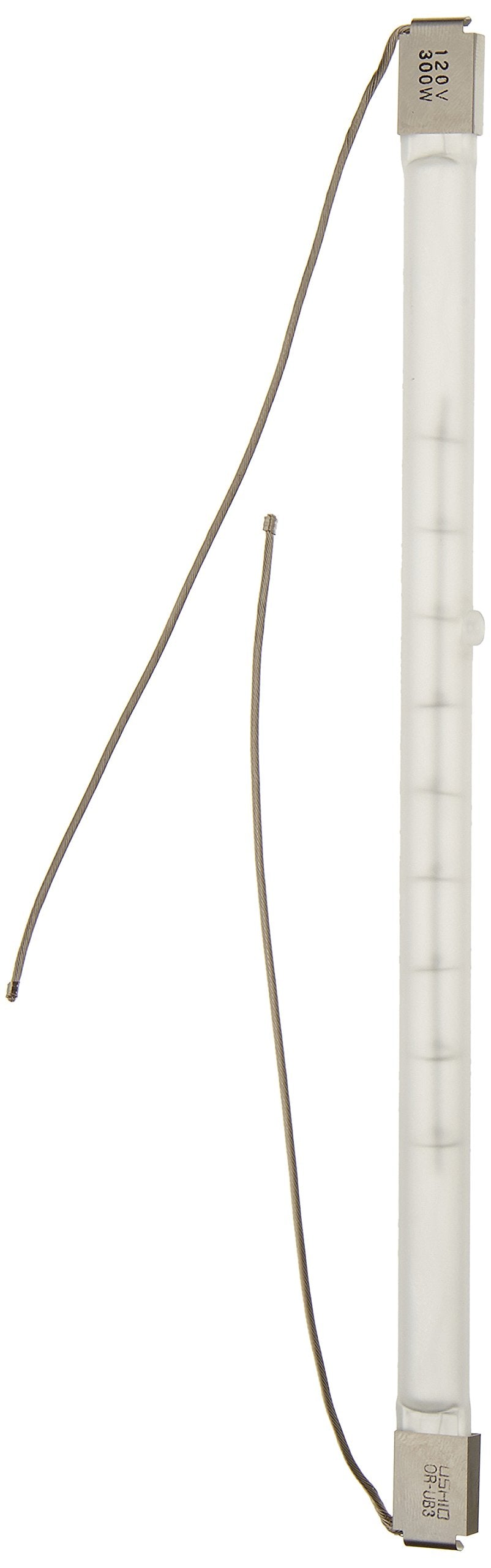 Ushio BC6449 1001288-300W Halogen Light Bulb - QIR Heat Lamp - Translucent - Metal Sleeve and Wire Leads - 120V