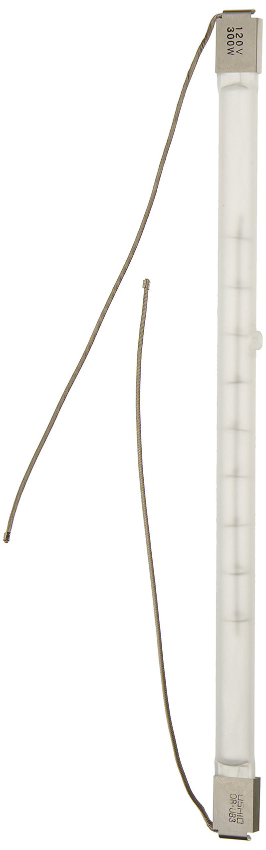 Ushio BC6449 1001288-300W Halogen Light Bulb - QIR Heat Lamp - Translucent - Metal Sleeve and Wire Leads - 120V