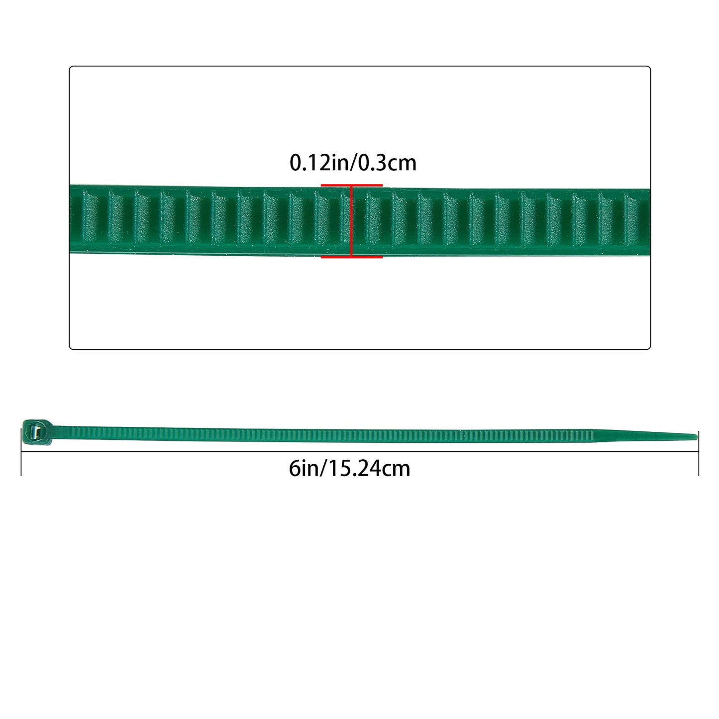 ZZRanYe 6 inch 3mm Dark Green Nylon Garden Cable Zip Ties Self Locking Cable Ties Twist Ties, Multi-Purpose Cable Tie (100 Pcs)