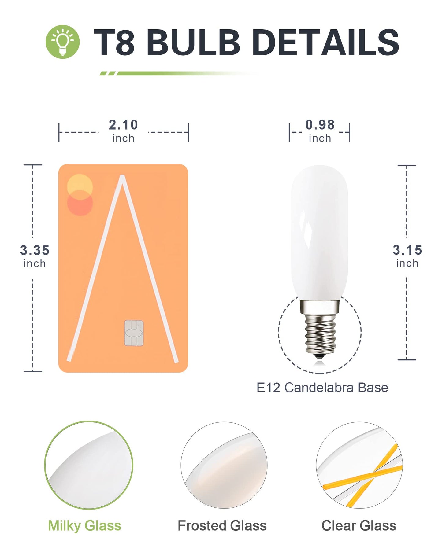 LUMILECT Dimmable T6 LED Bulb 25W Equivalent Candelabra LED 3000K Milky 200lm 2W T25 E12 Edison Light Bulbs 6Pack