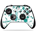MightySkins Skin Compatible with Microsoft Xbox One X Controller - Teal Splatter | Protective, Durable, and Unique Vinyl Decal wrap Cover | Easy
