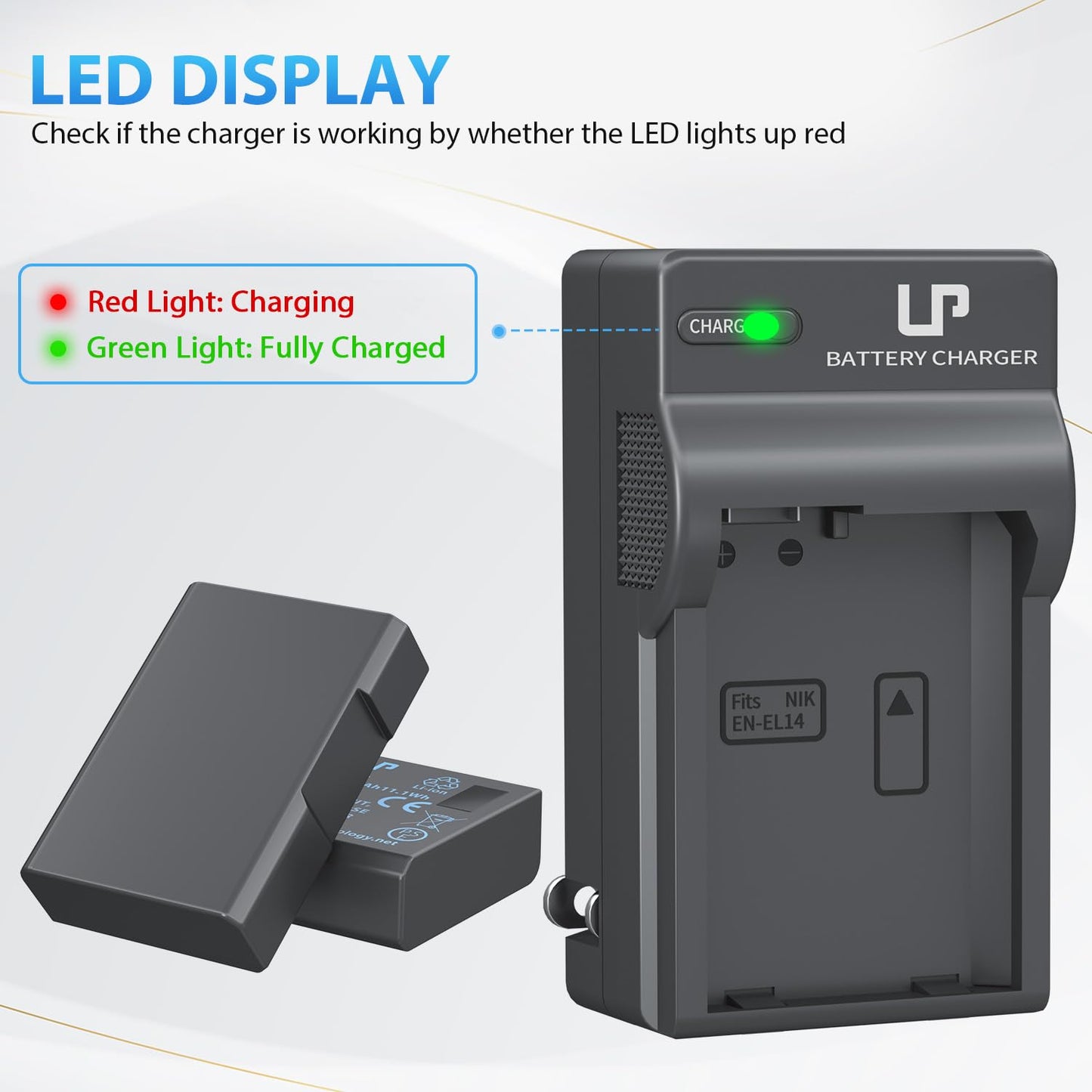 LP EN-EL14 EN EL14a Battery Charger Pack, 2-Pack Battery 1500mAh Compatible with Nikon D3500, D5600, D3300, D5100, D5500, D3100, D3200, D5200, D5300