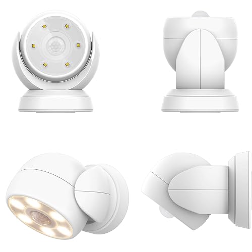 HONWELL Battery Operated Motion Sensor Light Outdoor Wireless Waterproof Spotlight Motion Detector Security Light, Light Sensor Auto On Off for Porch