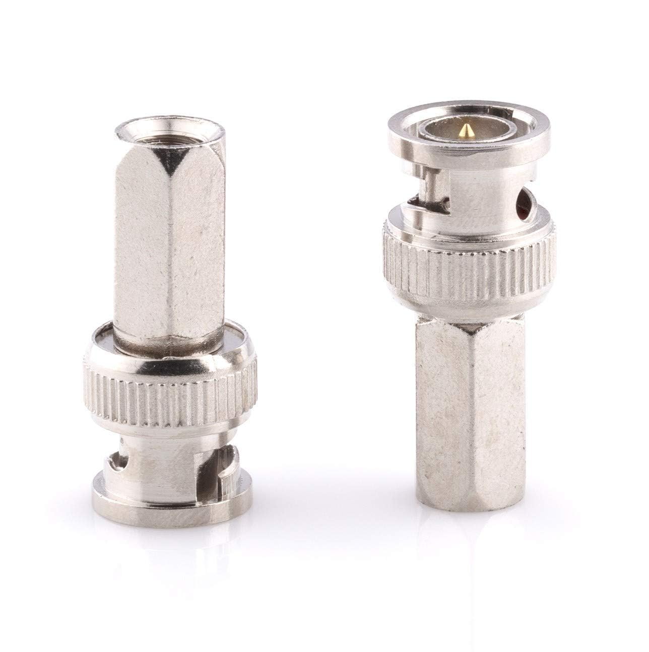 THE CIMPLE CO Screw-On BNC Connectors RG6 - Male Twist-On Coaxial Cable Ends - RG6 Coax Ends for SDI, HD-SDI, CCTV Security Camera Cable - Pack of 10