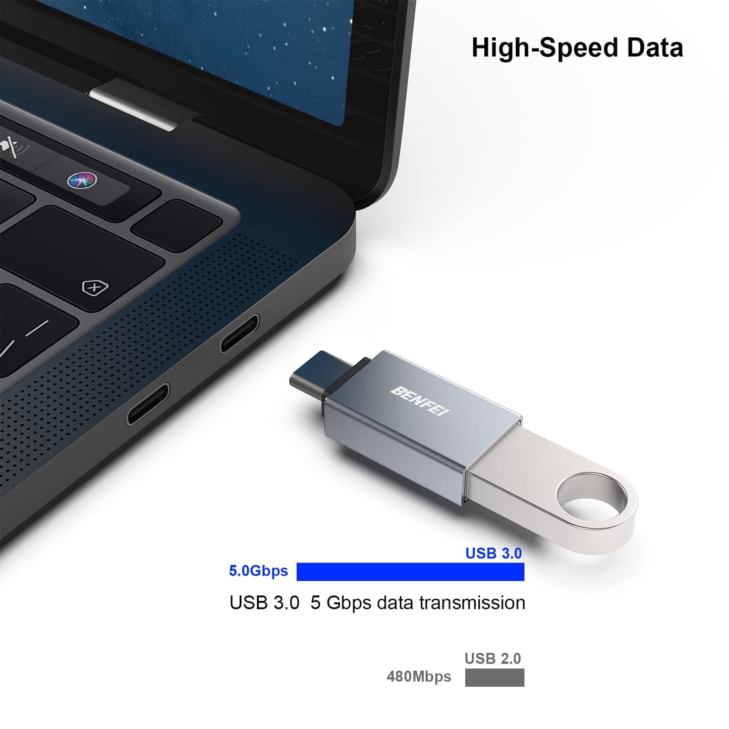 BENFEI USB C to USB 3.0 Adapter, 3 Pack USB C to A Male to Female Adapter Compatible with iPhone 15 Pro/Max, MacBook Pro/Air 2023, iPad Pro, iMac…