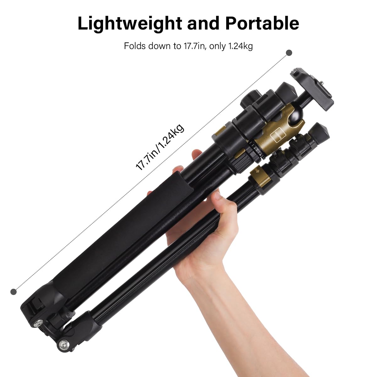 Geekoto 73-Inch Camera Tripod - Lightweight DSLR Tripod with 360° Ball Head & Quick Release Plate, Supports Up to 33.07 lbs, Portable for Travel
