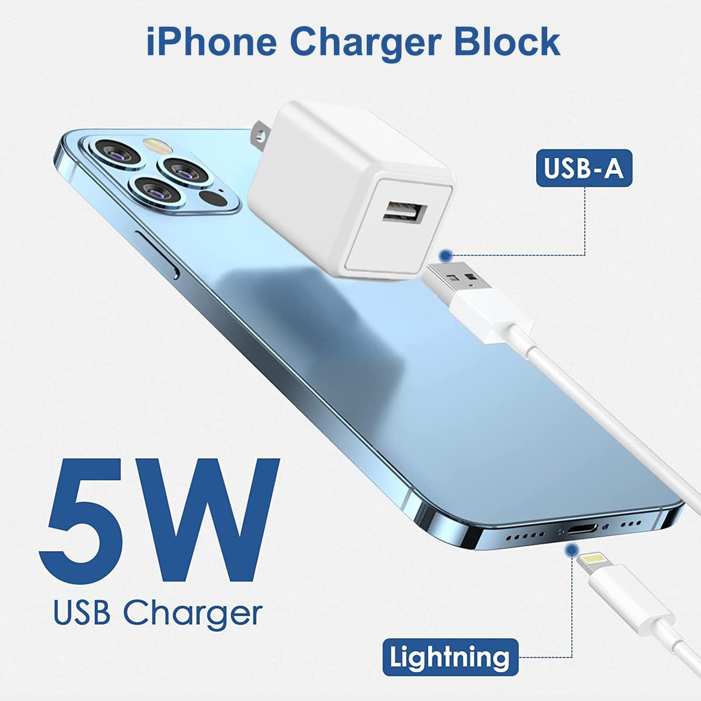 [Apple MFi Certified]iPhone charger 6ft,2Pack 6Foot Long Fast Charging Lightning Cord Cable 2Pack USB Wall Charger Travel Plug Adapter Box for iPhone