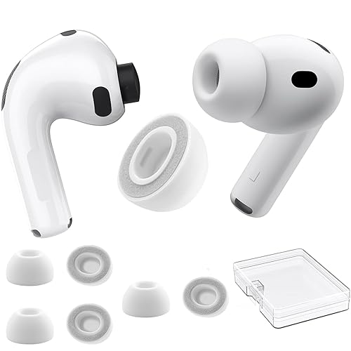 3 Pairs Ear Tips for AirPods Pro 3, Upgraded Memory Foam&Silicone Hybrid Ear Tips, Noise Cancelling Earbuds Cover, Fits in The Charging Case (Grey