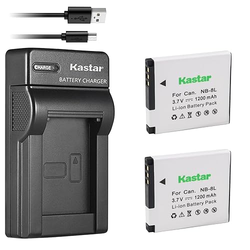 Kastar Battery (X2) & Slim USB Charger for NB-8L, NB8L, CB-2LAE and PowerShot A2200, A3000 IS, A3100 IS, A3200 IS, A3300 IS Cameras
