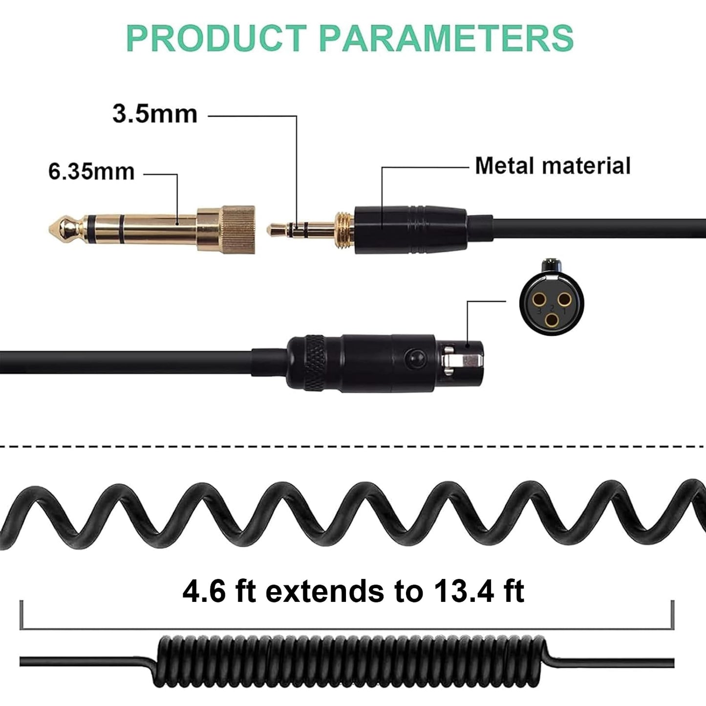 Replacement Audio Cable for Beyerdynamic DT 1990 Pro, DT 1770 Pro, DT 990 Pro, DT 990 Pro X, DT 770 Pro, DT 770 Pro X Headphone, for AKG Q701, Q702…