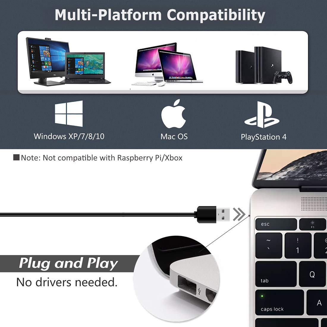 JOUNIVO USB Microphone, 360 Degree Adjustable Gooseneck Design, Mute Button & LED Indicator, Noise-Canceling Technology, Plug & Play, Compatible