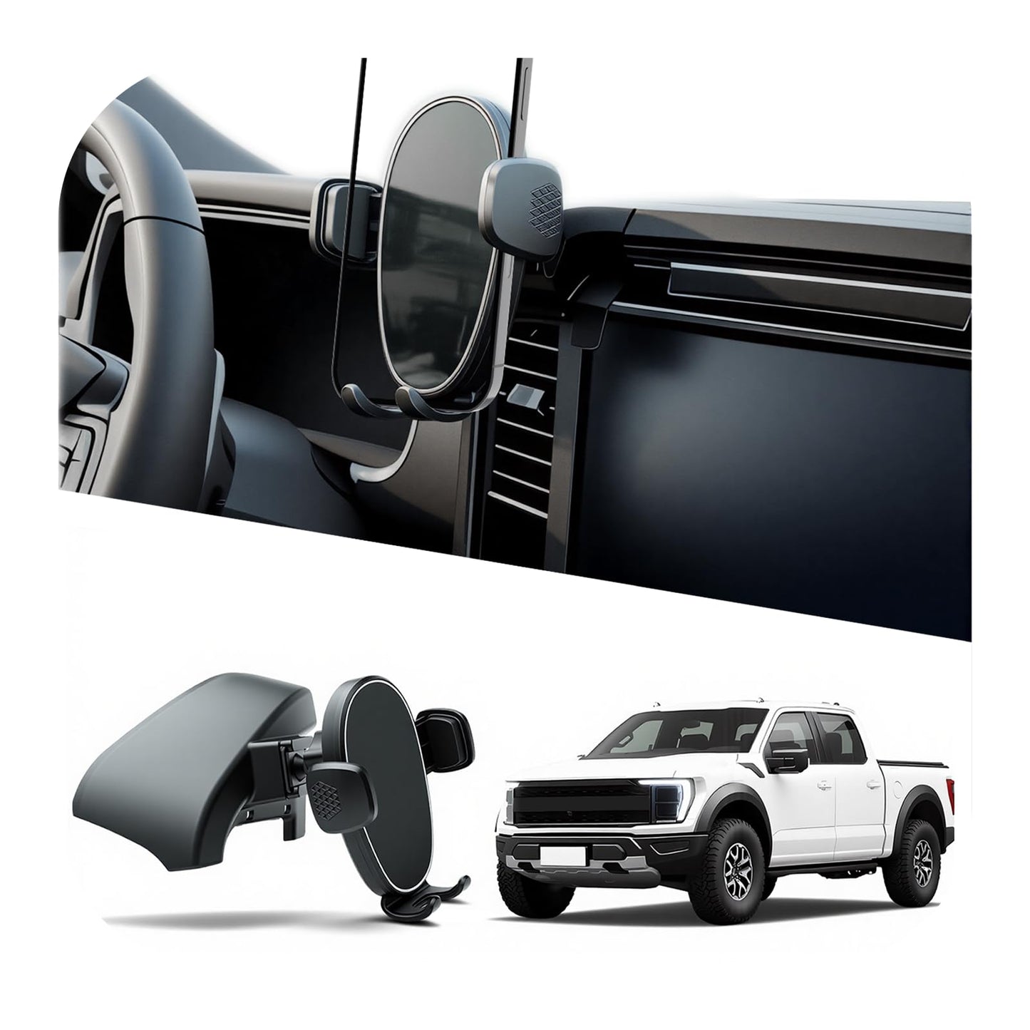 Phone Holder for F150 (2021-2024 2025, 14th Gen), Dash Phone Mount for Truck, 360° Mobile Holder, Hands Free Automobile Cradlest for iPhone, Samsung
