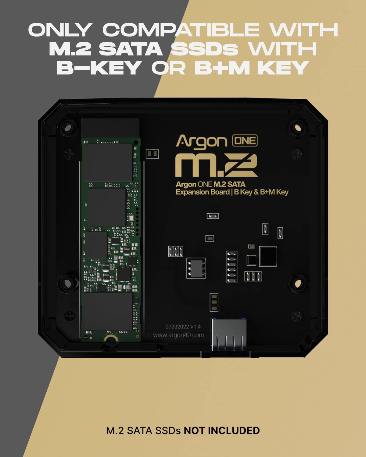 Argon ONE M.2 SATA Expansion Board for Raspberry Pi 4 | SSD Storage Upgrade | Supports M.2 SATA B-Key & B+M Key | UASP High-Speed Transfer |