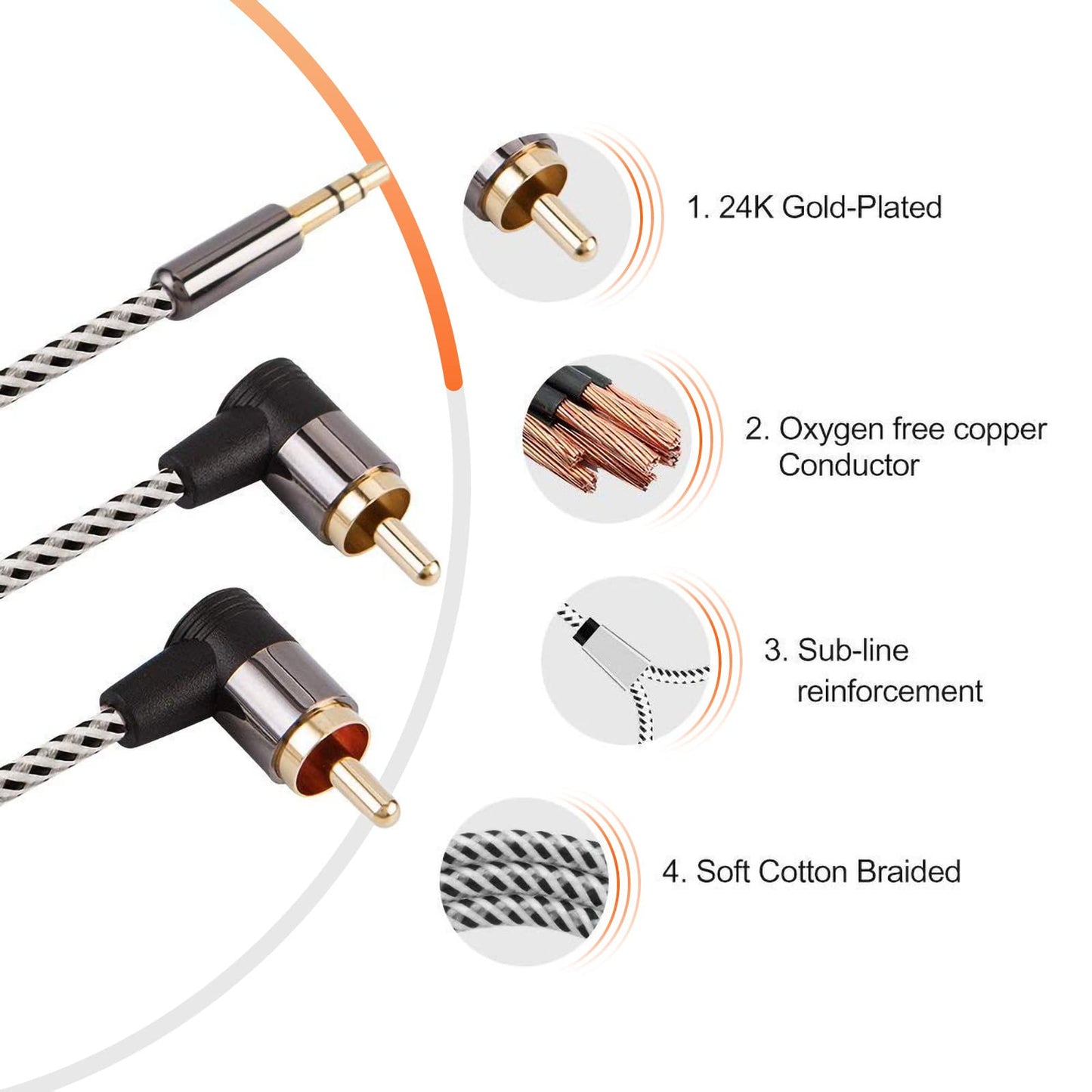 CableCreation RCA to 3.5 mm, 3.5 mm to 2 RCA Stereo Audio Y Splitter Cable (Male) Compatible with TV, Smartphones, MP3, Tablets, Speakers, Home