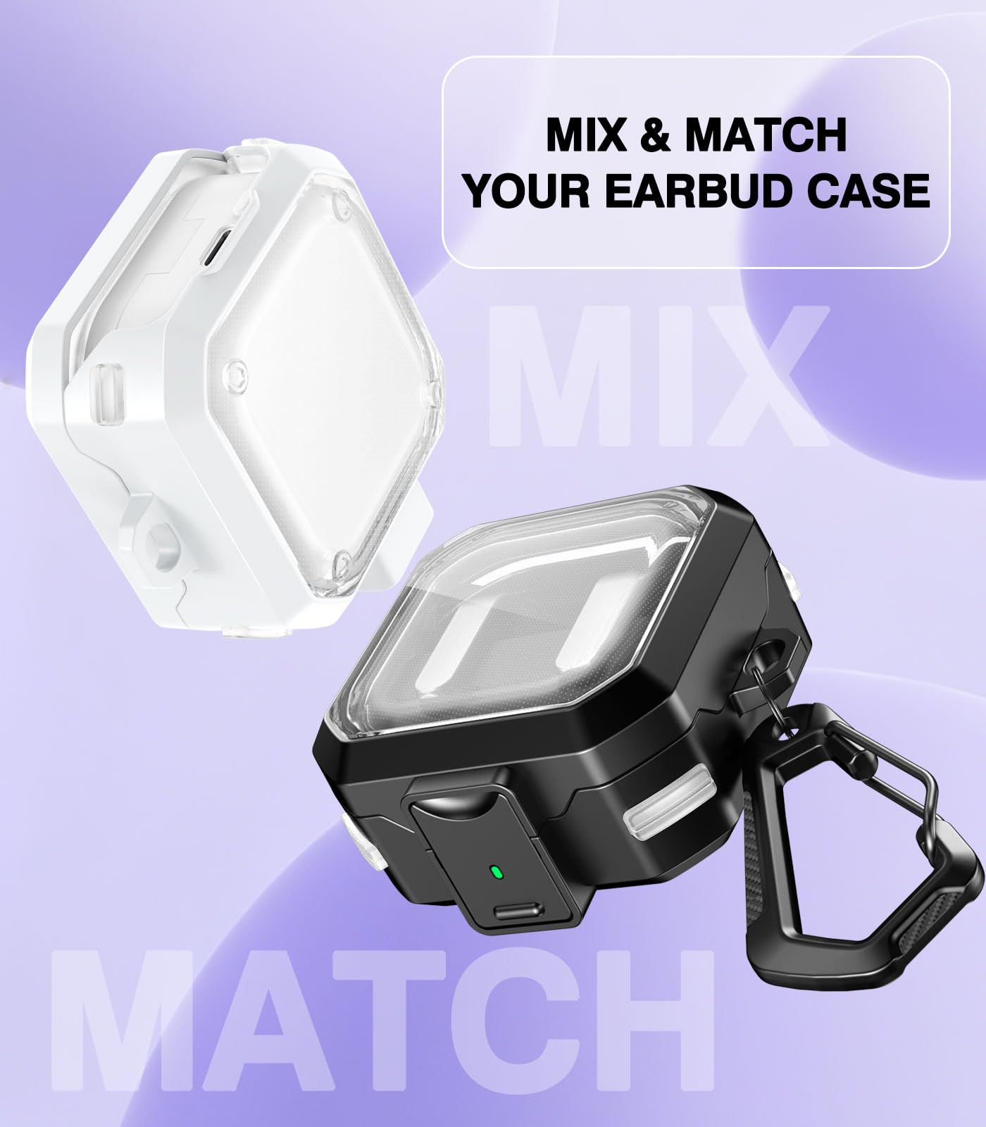 MoKo Clear Case with Secure Lock for Samsung Galaxy Buds 4 Pro Case/Galaxy Buds 4 Case (2026), Rugged Armor Shockproof Full Protection Cover for Women