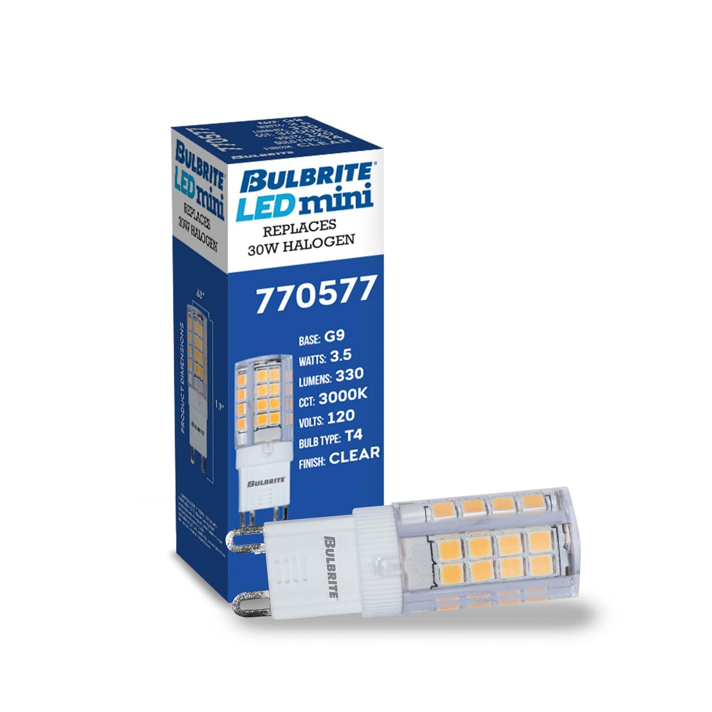 Bulbrite 770577 LED Filament T5 Light Bulb, 3.5W (25W Equivalent), G9 Bi-Pin Base, 3000K, Clear Finish, Energy Efficient Mini LED