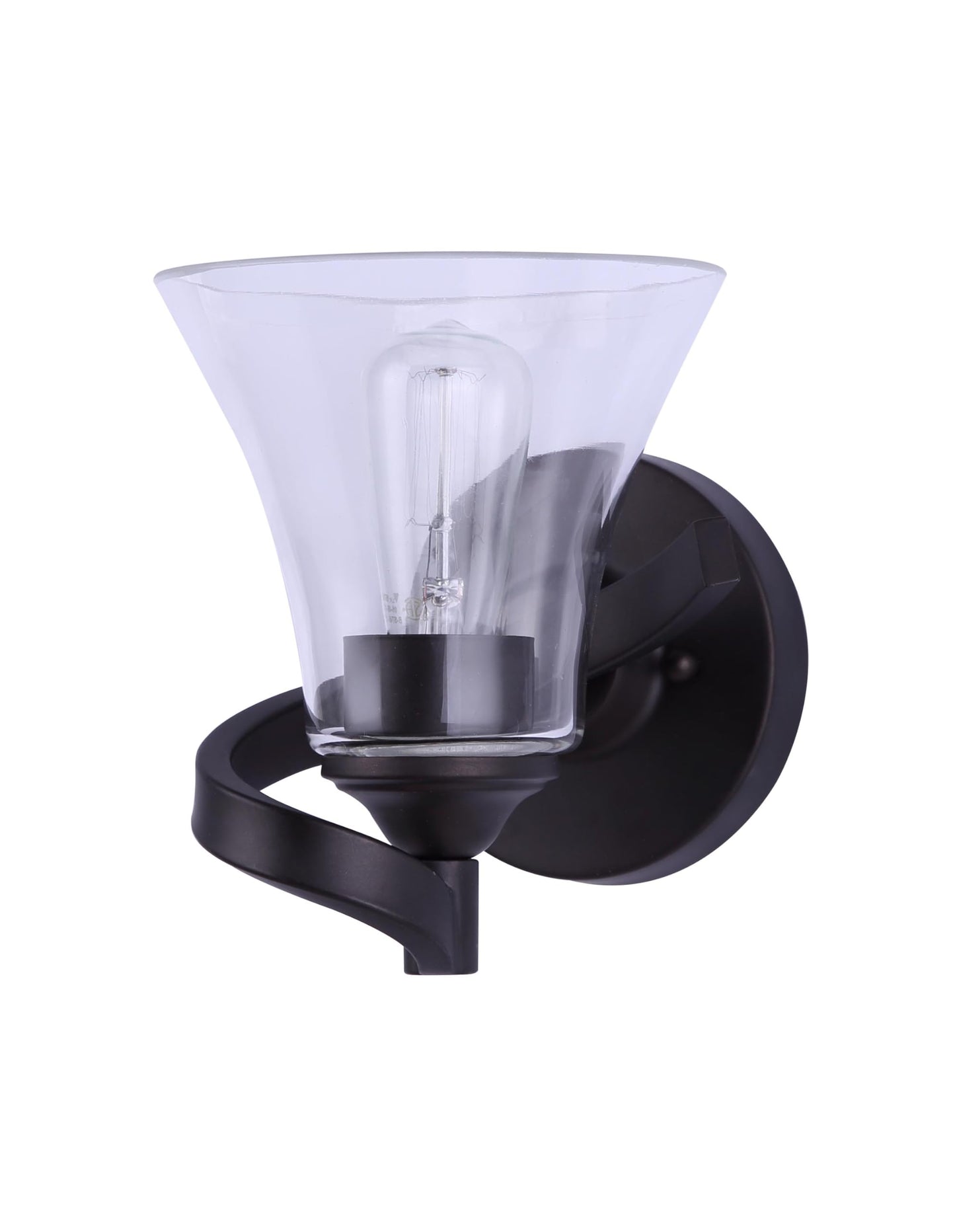 Canarm RUE 1 Light Vanity Wall Fixture with Clear Glass Shade 6.125 x 7.5 x 7 Inches Modern Single-Light Bathroom or Accent Sconce