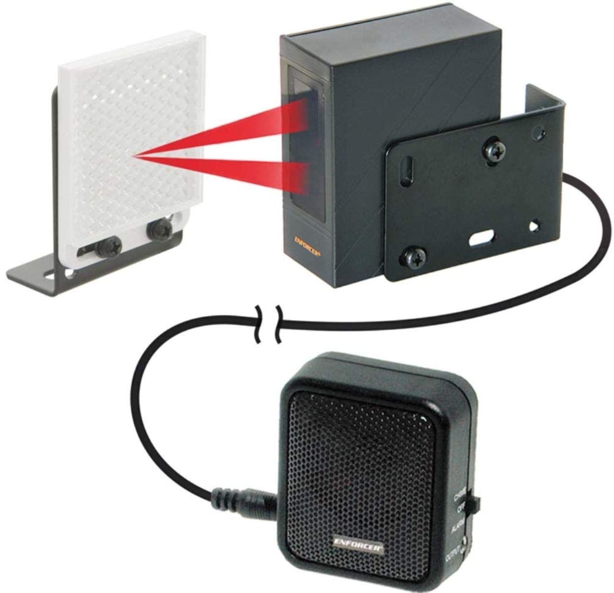 Seco-Larm E-931CS22RRCQ Enforcer NIR Retro-Reflective Entry Alert System, Up to 22 ft of Sensing Range, Speaker Volume Adjustment, Adjustable Sounding
