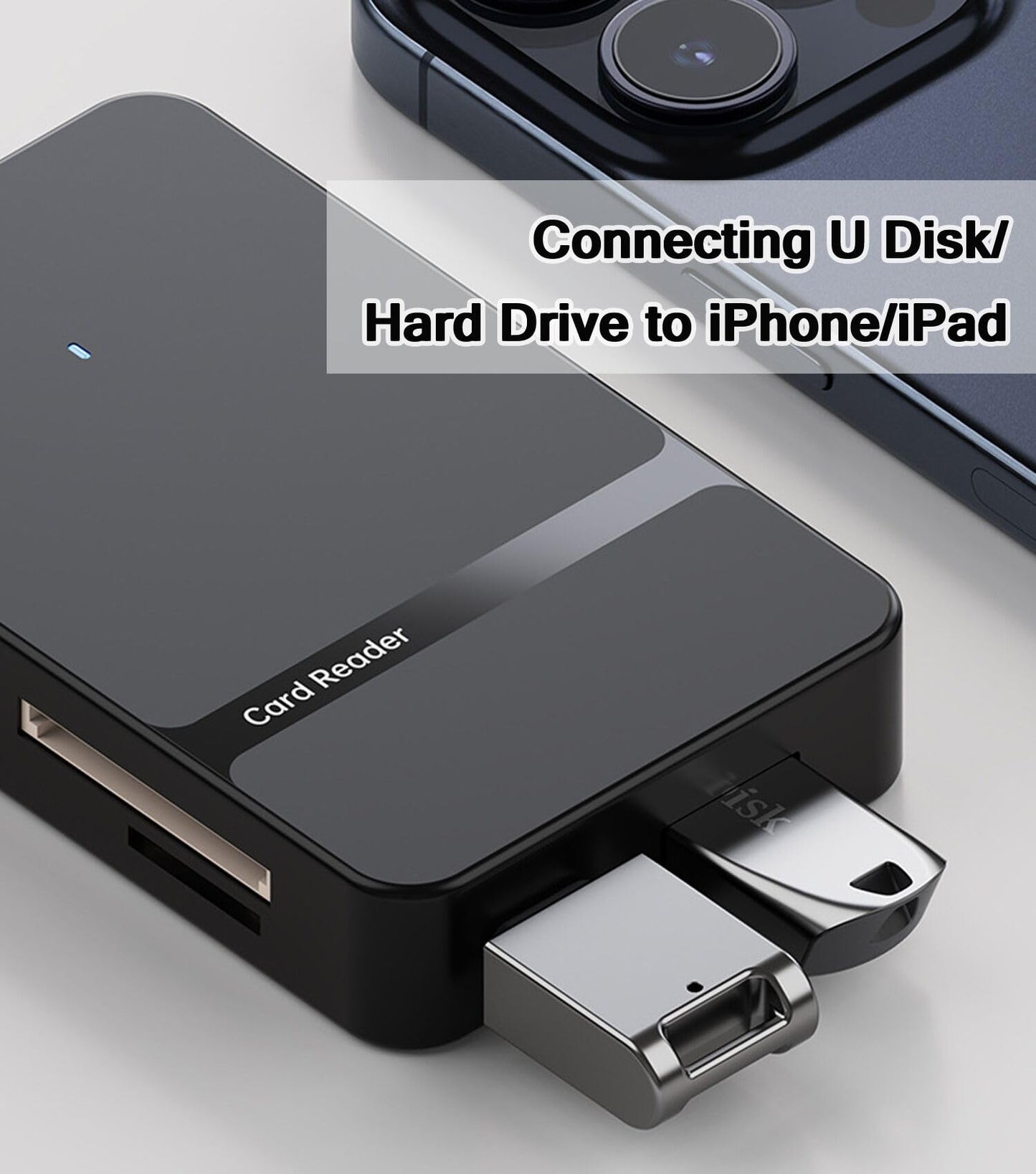 SD Card Reader for iPhone iPad MacBook, 6-in-2 USB 3.0 USB C to SD/Micro SD/MS/CF Memory Card Reader