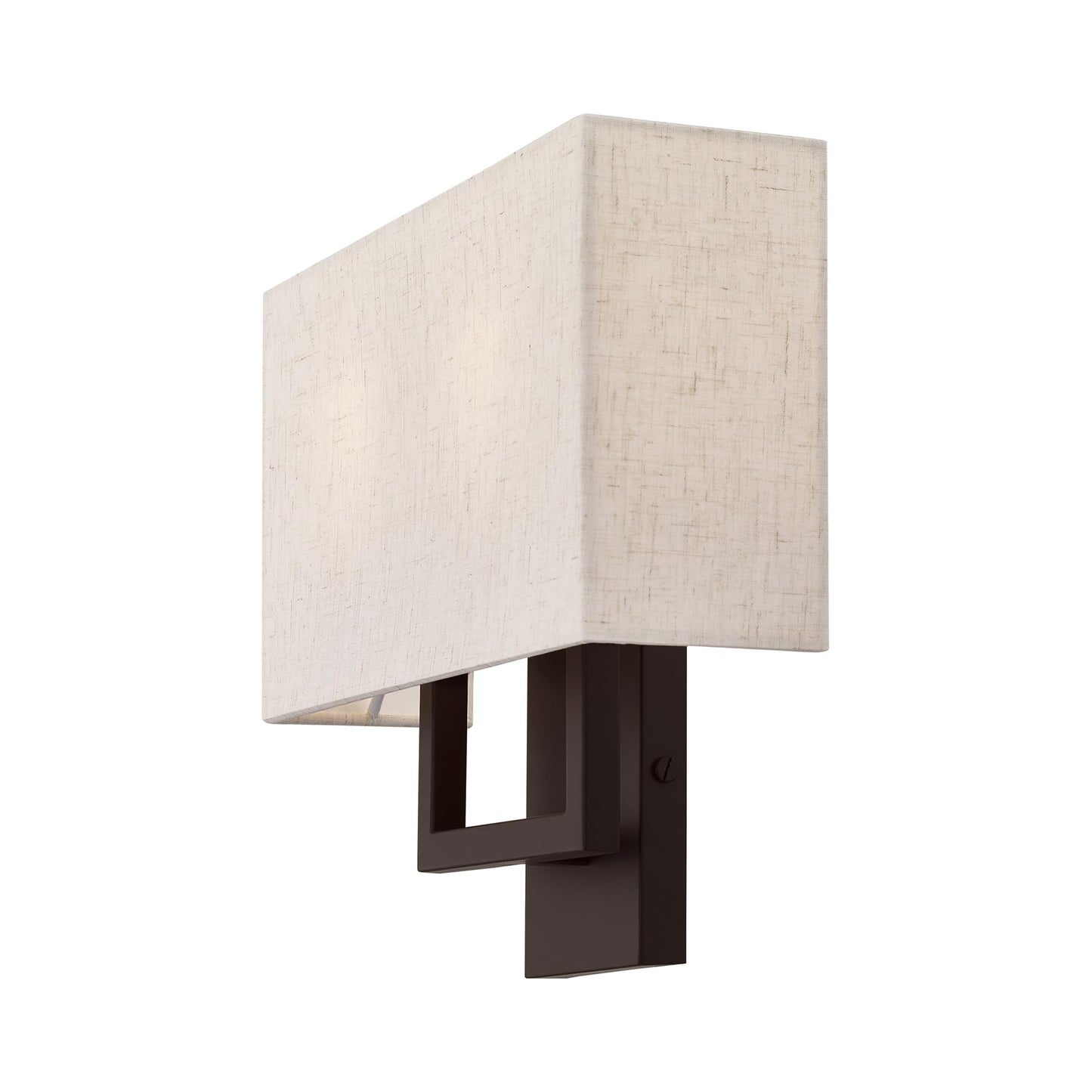 Livex Lighting 50994-07 Pierson Collection 2 Light Ada Wall Sconce, Oatmeal Fabric Outside, White Fabric Inside Hardback Shade, Bronze Finish