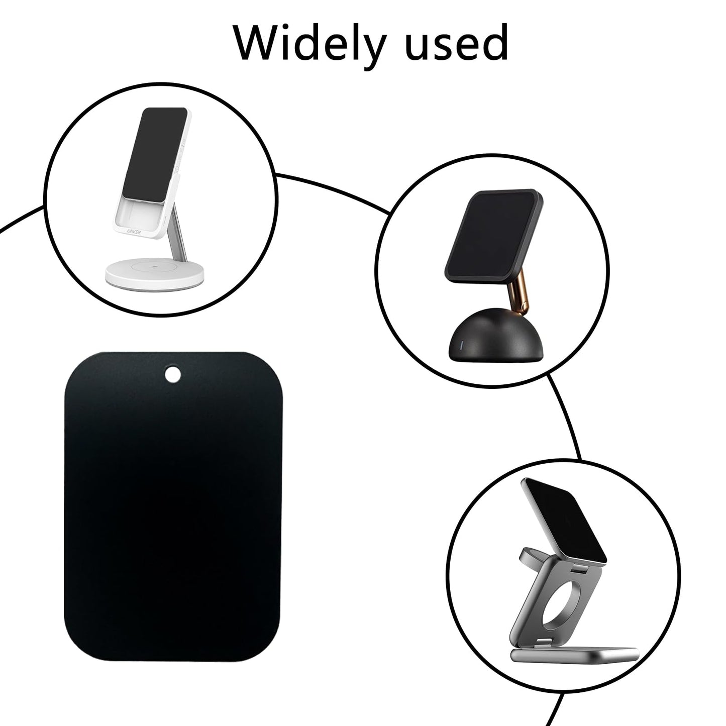 GDMINLO Mount Metal Plate?8Pack? for Magnetic Car Mount Phone Holder with Full Adhesive for Phone Magnet, 8X Rectangular (Black)