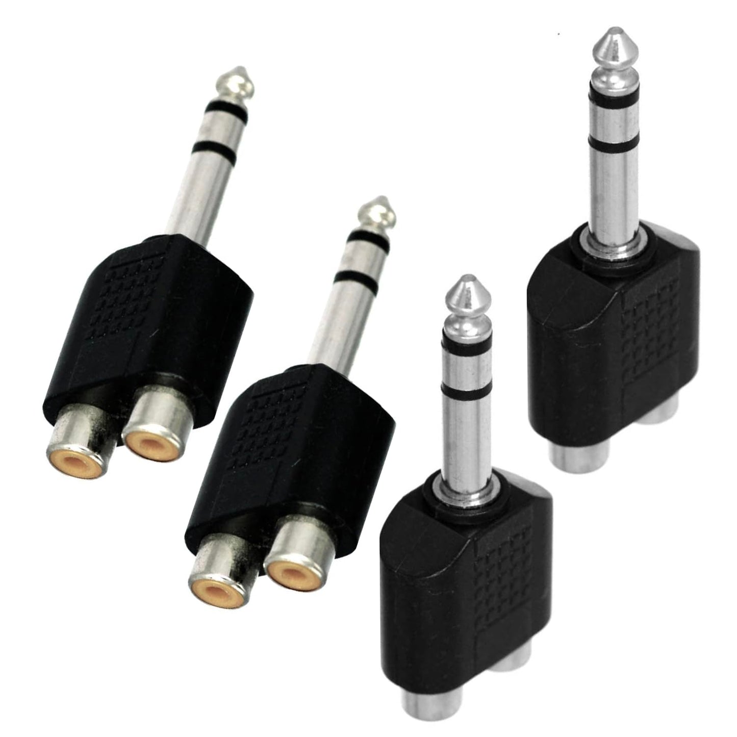 CESS 6.35mm TRS Male to Dual RCA Female Audio Breakout, 4 Pack
