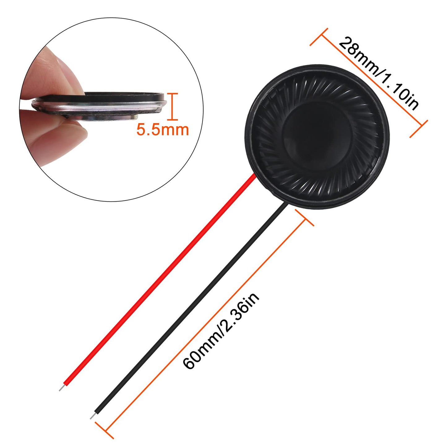 6Pcs 8 Ohm 2W Speaker 8ohm Round 28mm Loud Speakers Compatible with Small Loudspeaker Audio MP3 MP4 Player Speaker