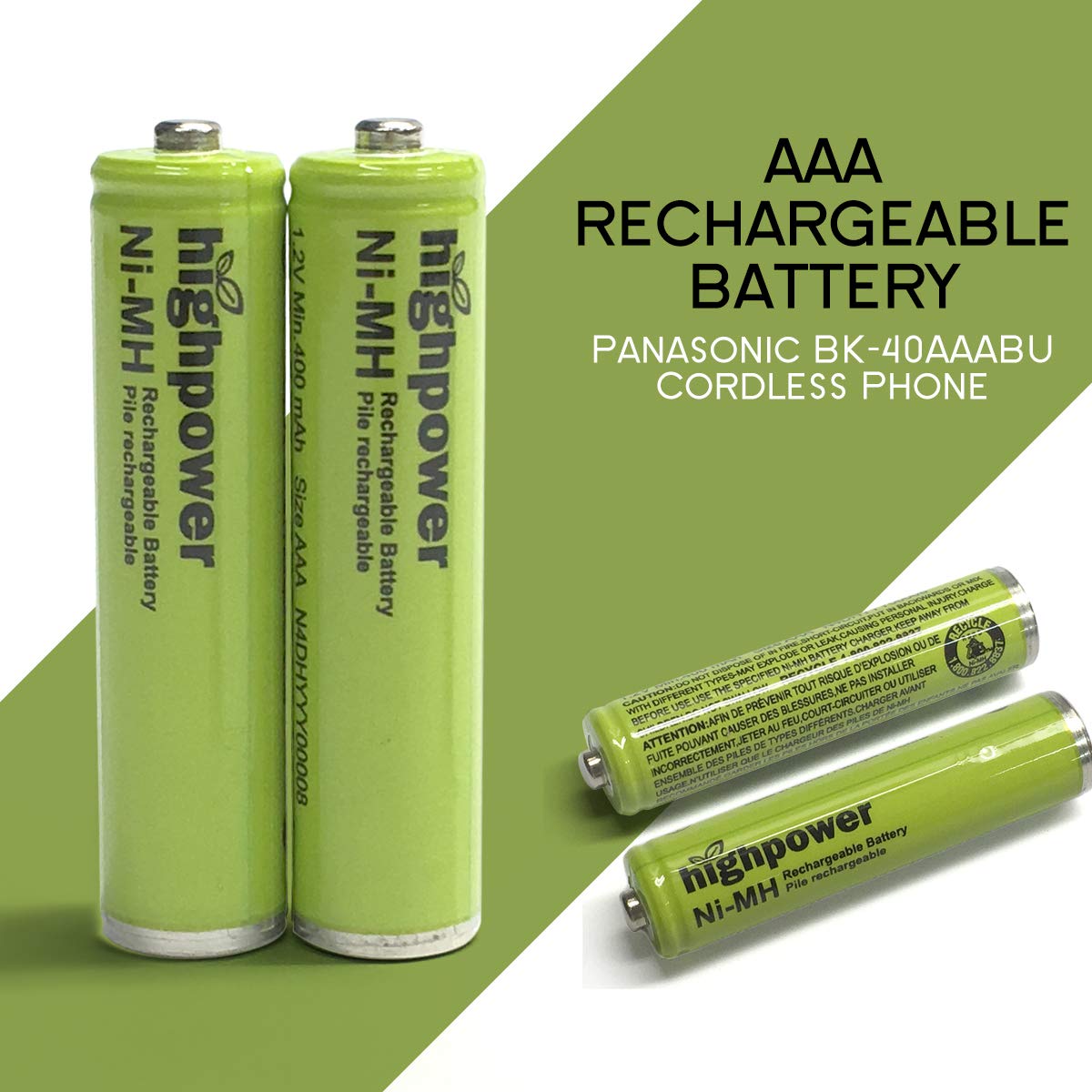 Original Highpower N4DHYYY00008 Battery for Panasonic BK-40AAABU Cordless Phone