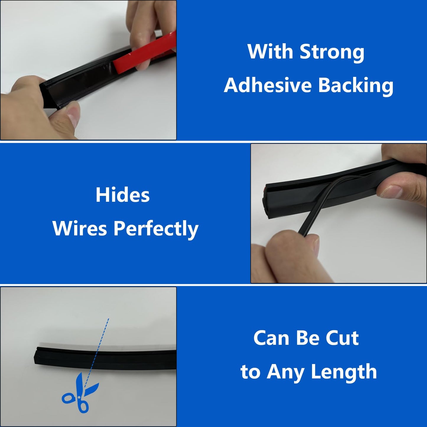 IWIWE Universal Car Wire Hider 3.28 Ft with Adhesive Backing for Hide Wires for Roof Rack Light Bar?Wires to Secure The Car Recorder(Black,2Pack,Total