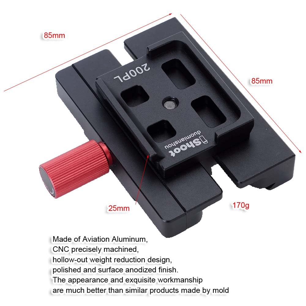 iShoot Clamp Adapter Converter Compatible with Manfrotto 200PL / 410PL Camera Plate & Converting Arca-Swiss Fit Quick Release Plate to RC RC2 Standard