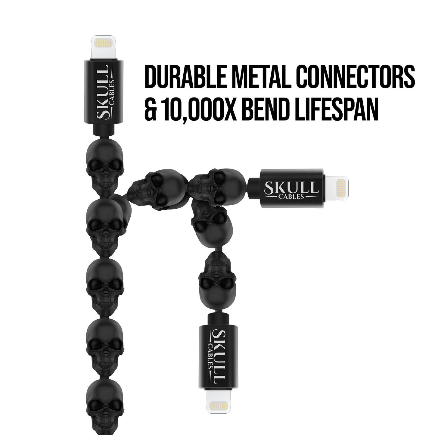 Skull Cables - Lightning to USB A Cable with 3D Skull Design, 4FT MFi Certified Fast Charging & Durable Metal Connector for iPhone 14/13/12/11, iPad…