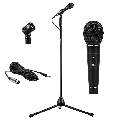 Nady MSC3 Microphone Stand Floor Mic Stand All-in-One Kit Includes Microphone, Metal Adjustable Tripod Stand, mic Clip, and a 15 ft Cable (XLR to ¼”