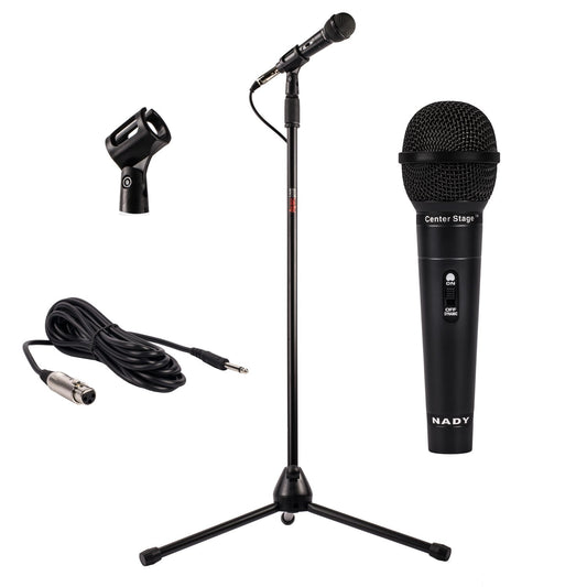 Nady MSC3 Microphone Stand Floor Mic Stand All-in-One Kit Includes Microphone, Metal Adjustable Tripod Stand, mic Clip, and a 15 ft Cable (XLR to ¼”