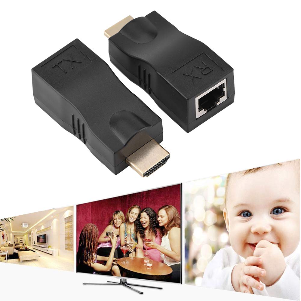 Zerone RJ45 to 1.4 Network Cable Extender, 30m Over Cat 5e/6 Ethernet LAN RJ45 Converter Repeater Support 3D 4K for HDTV STB