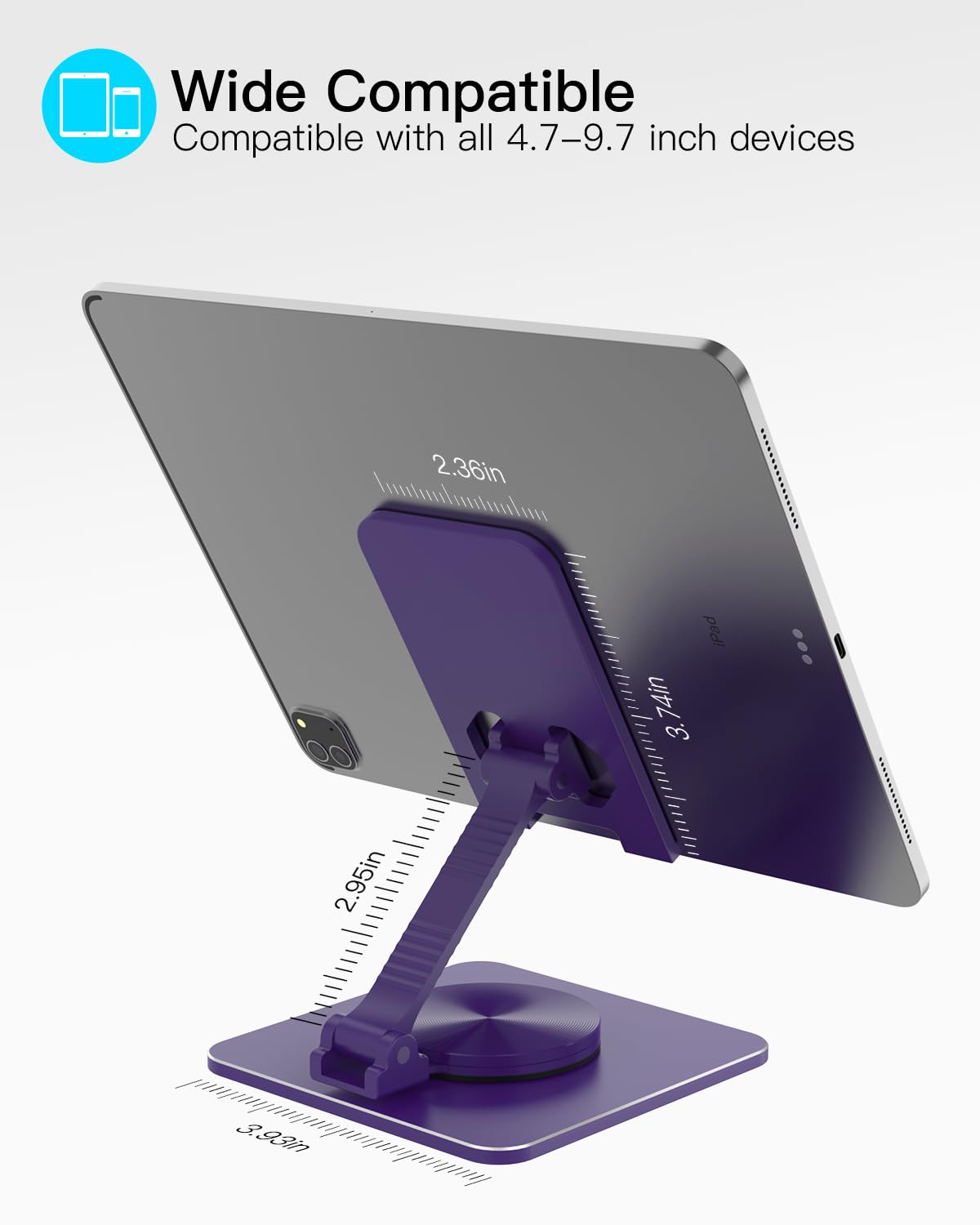 SOJUNER Adjustable Phone & Tablet Stand, Fits 4-9.7in Devices, Purple
