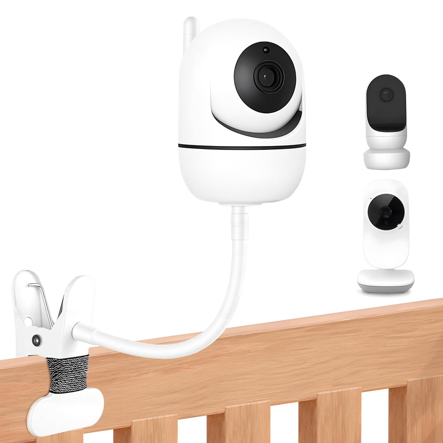 Flexible Baby Monitor Clip Mount: Compatible with HelloBaby/VTech/Owlet Baby Monitor, Baby Camera Holder Without Tool-Free Installation or Wall Damage