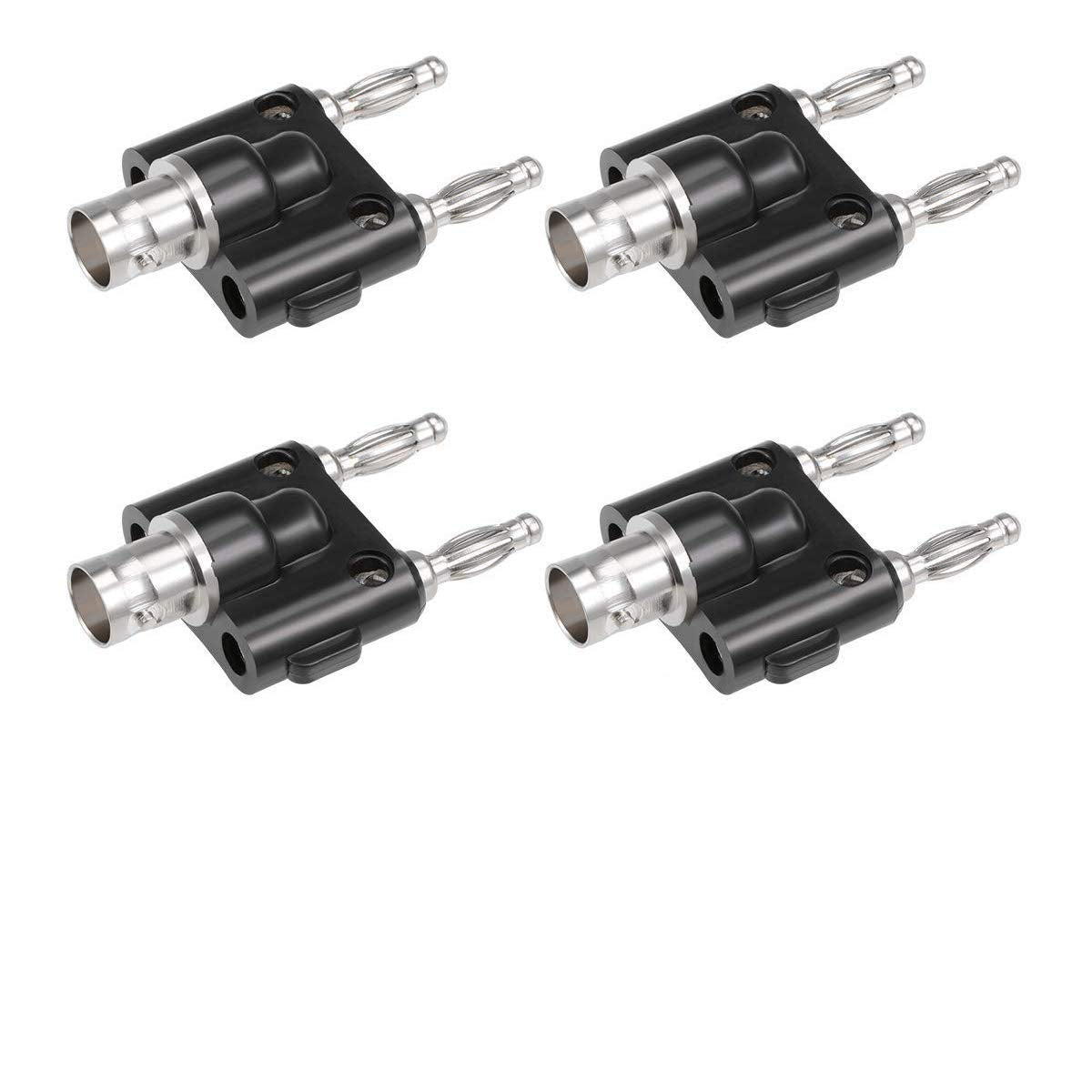 BNC Female to Dual Banana Male Plug Jack Binding Posts RF Coaxial Adapter BNC to Banana Coax Jack Connector 4-Pack