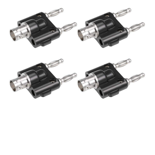BNC Female to Dual Banana Male Plug Jack Binding Posts RF Coaxial Adapter BNC to Banana Coax Jack Connector 4-Pack