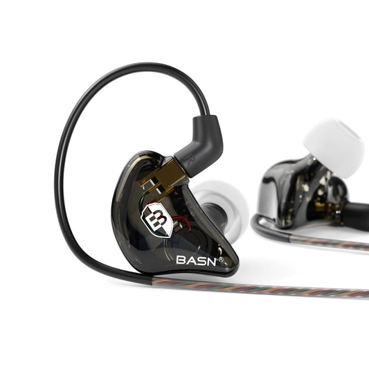 BASN Bsinger PRO in-Ear Monitors Hybrid Dynamic Dual Drivers Two Detachable MMCX Cables Musicians in-Ear Earbuds Headphones (Black)