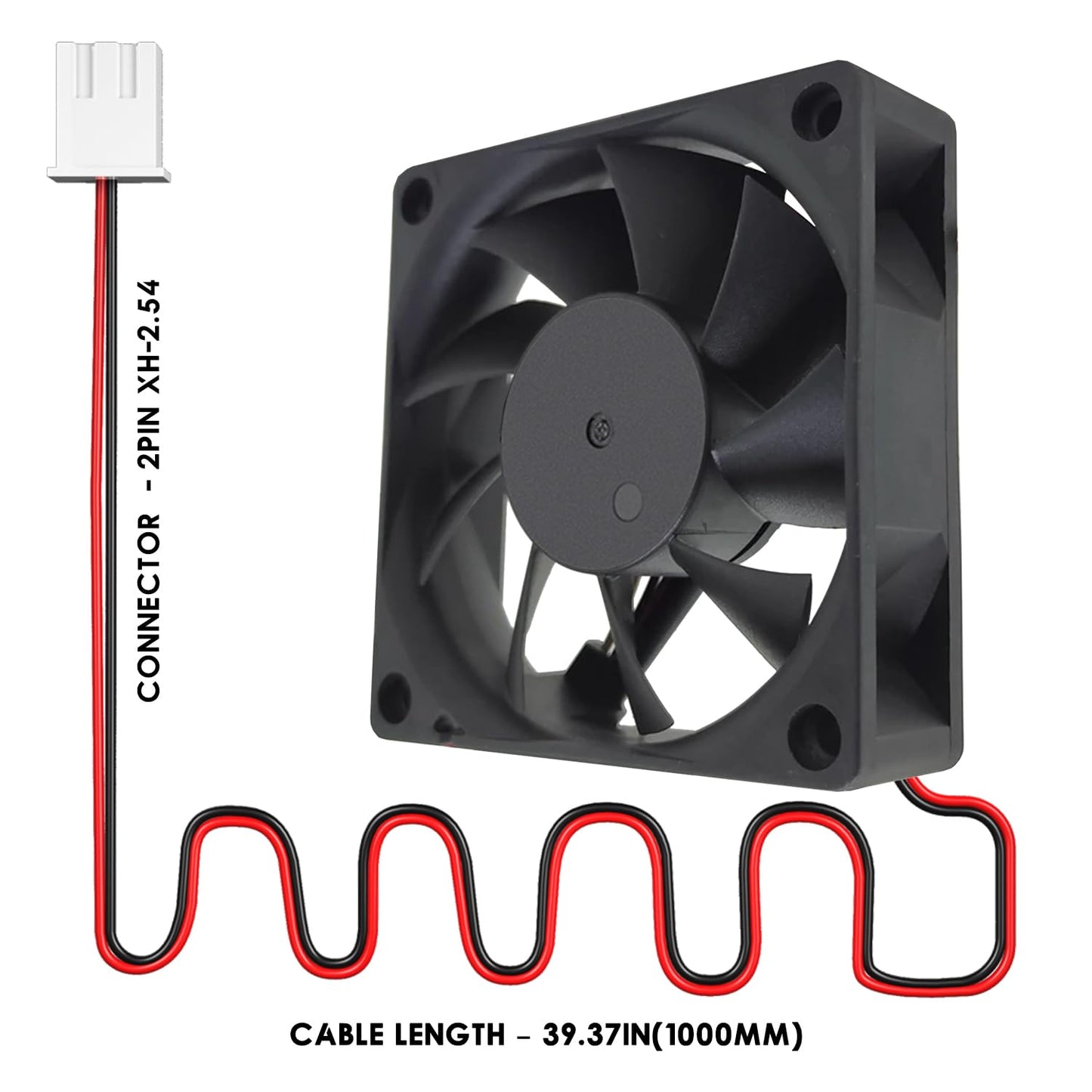 WINSINN DC 70mm Fan 24V 7020 Dual Ball Bearing Brushless Cooling 70x20mm 2PIN (Pack of 2Pcs)