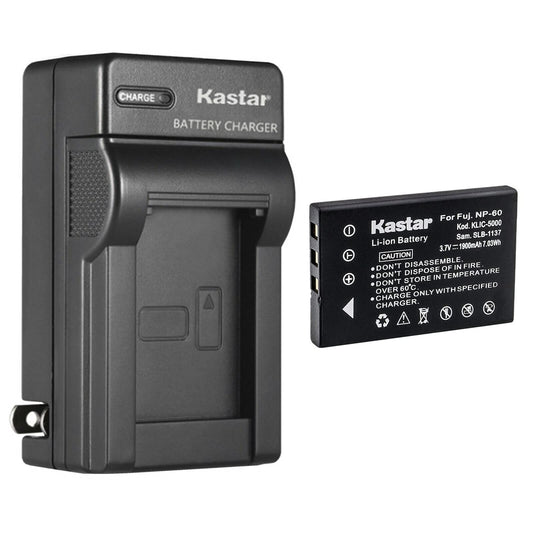 Kastar 1-Pack Battery and AC Wall Charger Replacement for DV5311, DV5311HD, FinePix 50i, FinePix 601, FinePix F401, FinePix F401 Zoom, FinePix F410