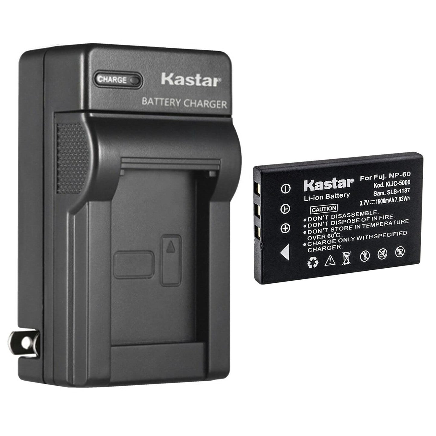 Kastar 1-Pack Battery and AC Wall Charger Replacement for Jazz HD Camera HDV178 HDV188 HDV205 DV177 DV169 DV179