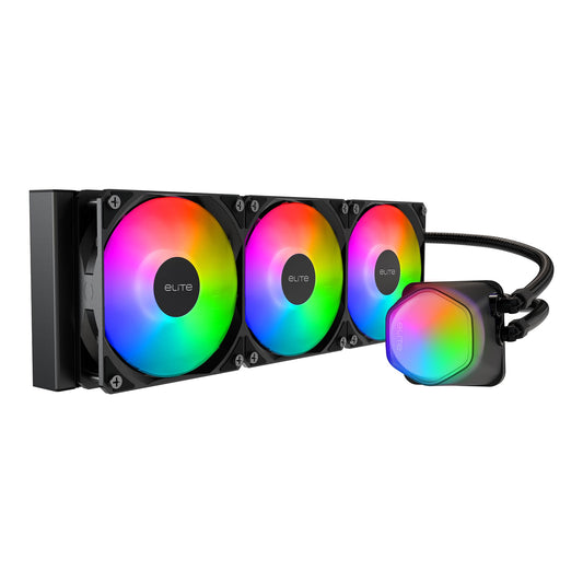 Cooler Master Elite Liquid 360 CPU AIO Cooler - 360mm Radiator, 3x ARGB PWM Fans, Dual-Chamber Pump Design, Ultra-Quiet High-Performance Cooling, AMD