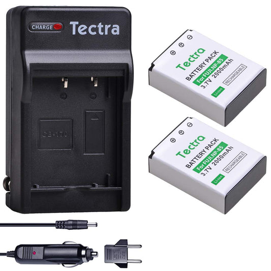 Tectra 2-Pack NP-85 Battery and Charger Kits for Fujifilm FinePix S1, FinePix SL240, FinePix SL260, FinePix SL280, FinePix SL300, FinePix SL305