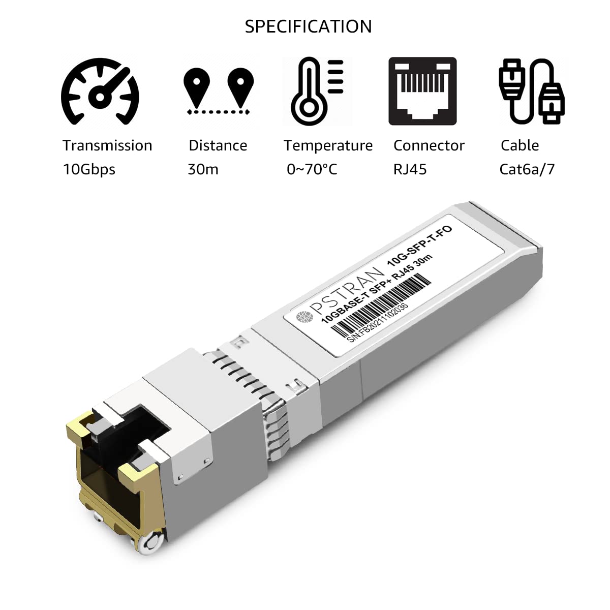 OPSTRAN 10GBASE-T SFP+ RJ45 Copper Transceiver Module Compatible with Fortinet FN-TRAN-SFP+GC FS-TRAN-SFP+GC 10G SFP+ 30m Cat6a/7