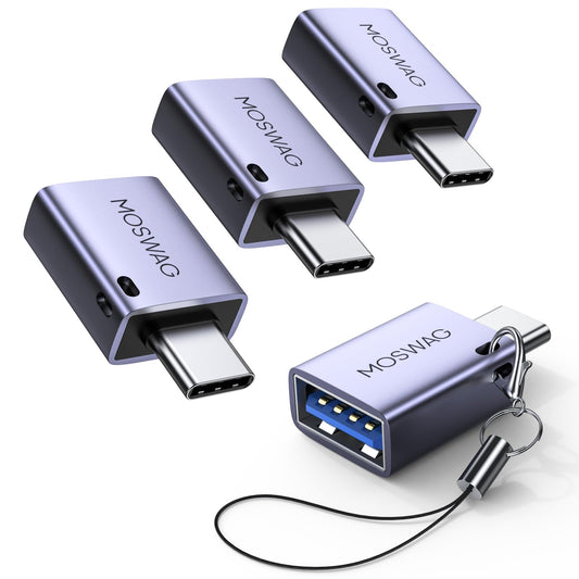 MOSWAG USB C to USB Adapter 4 Pack, 5Gbps USBC Male to USB 3.0 Female MacBook Pro Air Adapter, Type C Thunderbolt 3 OTG Converter…