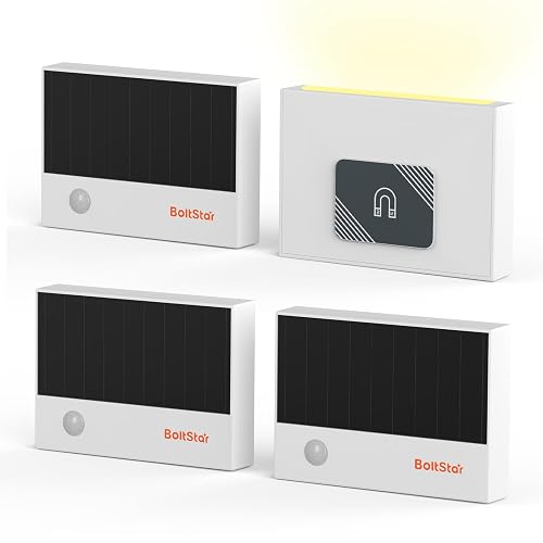 BoltStar Motion Sensor Night Light, Solar Night Light Indoor No Outlet Needed, Magnetic Wall Mount or Tabletop, 3000K Soft Warm Light for Bedroom