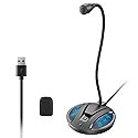 CMOCIIY Plug & Play USB Computer Microphone, Flexible Gooseneck Desk Microphone for Podcasting, Streaming, Conference, Noise Canceling Microphone with