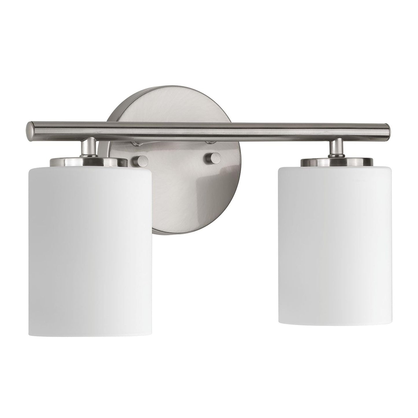 Replay Collection 2-Light Etched White Glass Modern Bath Vanity Light Brushed Nickel